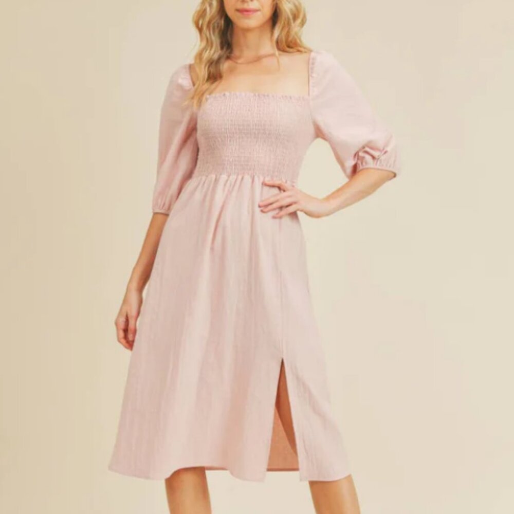 Beautiful ultra feminine pink If She Loves midi dress - M, L - NWT - Made in USA